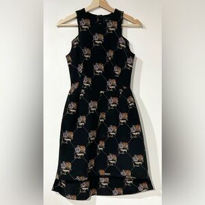 Ellery Structured Black‎ Floral Silk Lined Sleeveless Mini Dress AUS 6 US 2